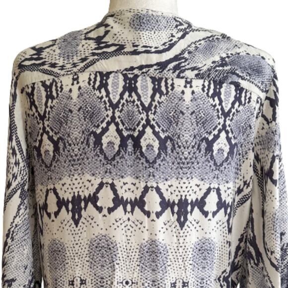 Blue Island Beach Blue Ivory Long Sleeve Tassel Tie Swimsuit Coverup Dress Small - Picture 5 of 12